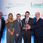 Low Carbon Operator of the Year - First UK Bus. L-R Darran Messem - LowCVP Chair, Mat Lawrence - BAE Systems (sponsors), James Blackshaw & Mark Munday - First Bus UK.