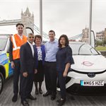 Mayor of London Sadiq Khan with TfL's Toyota Miri Hydrogen Fuel Cell Car