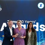 20th Anniversary Award recipient Philippa Oldham (c) with Zemo Chair Philip Sellwood and awards host Ginny Buckley