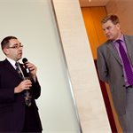 Olly Mace, BP (reception sponsors) addresses Drinks Reception