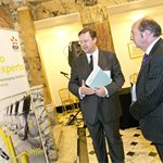 Conference sponsors EDF Energy (l - Mark Constable) meet Norman Baker MP