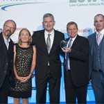 Low Carbon Fuel Initiative of the Year
Winner: Convert2Green & United Biscuits
(L-R) Robert Llewellyn (MC), Kate Armitage (RouteMonkey), Rob Wright (United Biscuits), Jim Ebner (Convert2Green), Andy Eastlake (LowCVP)