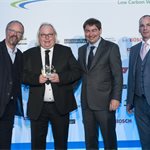 Low Carbon Road Transport Initiative of the Year
Winner: GENeco
(L-R) Robert Llewellyn (MC), Boyd Goode (GENeco), Steffen Hoffmann (Bosch UK), Andy Eastlake (LowCVP)