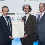 Low Carbon Vehicle Operator of the Year
Runners up: First Bus with City of York
(L-R) Ben Gilligan (First Bus), Derek McCreadie (City of York), Andy Eastlake (LowCVP)