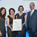 2015 Outstanding Low Carbon Publication or Report
Highly Commended: Element Energy with Birmingham City Council
(L-R) Sophie Lyons (Element Energy), Sylvia Broadley (Birmingham City Council), Celine Cluzel (Element Energy), Andy Eastlake (LowCVP)